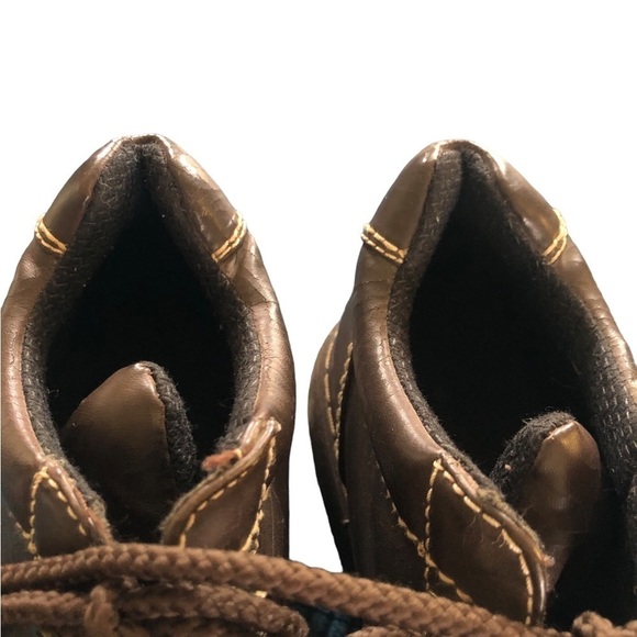 No Boundaries Y2K Lace Up Meg Bootie 9.5 Chunky Rugged Faux Leather Dark Brown - Picture 7 of 8